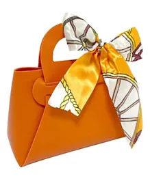 Brain Giggles Leather Gifts Hand Bag with Ribbon - Orange