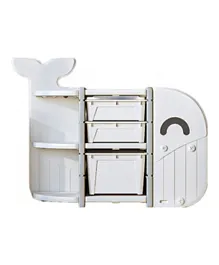 Lovely Baby Whale Storage Rack With 3 Boxes - White