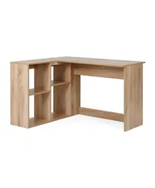 PAN Home Grannen Corner Office Desk With Shelves - Natural
