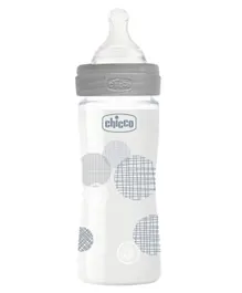 Chicco Well Being Glass Bottle + Slow Flow Silicone Neutral - 240ml