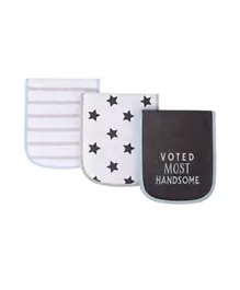 Hudson Childrenswear Quilted Terry Backed Burpcloths Handsome Blue - 3 Pieces