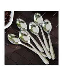 HomeBox Hammered Stainless Steel Mocha Spoon - Set of 6