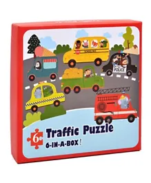 Highland 6 in 1 Traffic Vehicle Theme Kids Puzzle Learning Toy