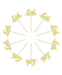 Eid Party Gold Glitter Eid Mubarak Cocktail Sticks - 10 Pieces