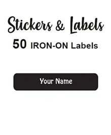 Ladybug Labels Personalised Name Iron On Labels Skull Black - Pack of 50