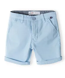 Minoti Cotton Solid Oxford Smart Shorts - Blue