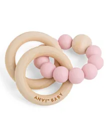 Anvi Baby Wood and Silicone Teether - Periwinkle