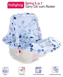 Babyhug Spring 5 in 1 Carry Cot Cum Rocker With Mosquito Net - Blue