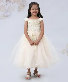 Mark & Mia Cap Sleeves Dress Pearl Embellishment - Cream