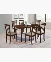 HomeBox Geller Barney Six Seater Dining Set Brown - 7 Pieces