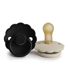 FRIGG Daisy Latex Baby Pacifier 2-Pack Jet Black/Cream - Size 2