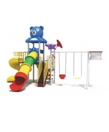 Myts Tube Slide Teddy Top Multi Centre with Basketball Hoop - Multicolour