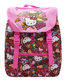 Hello Kitty Printed Buckle Closure Textured Backpack - Pink