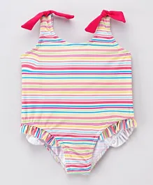 Babyhug V Cut Swim Suit Stripe Print - Pink