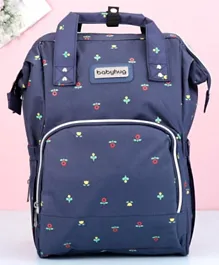 Babyhug Diaper Backpack Floral Print - Dark Blue