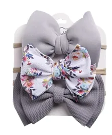 The Girl Cap Bow Headbands Pack of 3 - Grey