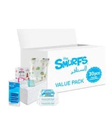 Smurfs Disposable Changing Mats Bibs with Breast Pads & Water Wipes - Value Pack