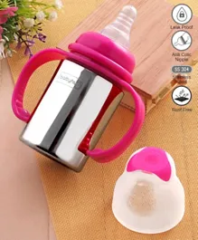 Babyhug Stainless Steel Feeding Bottle with Twin Handle Pink - 150 ml