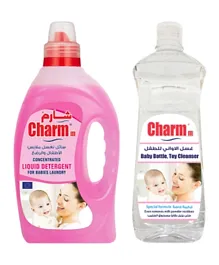 Charmm Concentrated Liquid Detergent for Babies Laundry 1L + Charmm Baby Bottle & Toy Cleanser 750mL