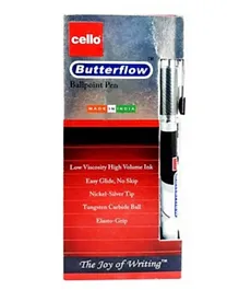 Cello Butterflow Ball Pen 0.7 mm Black - 12 Pieces