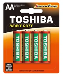 Toshiba Japanese Energy Heavy Duty R6 AA Batteries - 4 Pieces