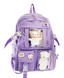 Star Babies Kids School Bag With Toy Lavender - 10 Inches