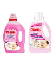 Charmm Baby's Laundry Liquid Detergent 1L   Baby Fabric Softener 2L - Pack of 2