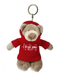 Fay Lawson Mascot Bear I Love You on Red Hoodie Keyring