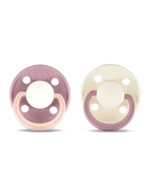 Rebael Fashion Natural Rubber Round 2 Pacifiers - Misty Pearly Poodle/Frosty Pearly Rhino
