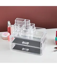 HomeBox Crystal Cosmetics Organiser with 2 Drawers