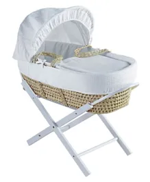 Kinder Valley Waffle Palm Moses Basket With Folding Stand - White