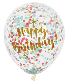 Unique Glitzy Birthday Confetti Balloons Pack of 6 - 12 Inches