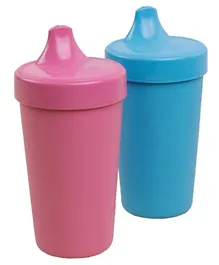 Re-play Recycled Packaged Spill Proof Cups Pack of 2 Easter Yellow - Bright Pink and Sky Blue