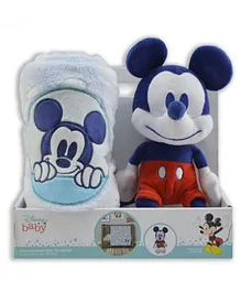 Disney Mickey Mouse Jacquard Blanket and Toy Gift Set - Blue