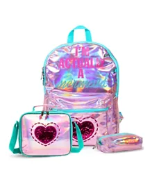 Eazy Kids School Bag Lunch Bag & Pencil Case Mermaid Love Pink - 16 Inches