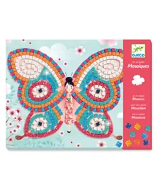 Djeco Butterflies Mosaics Art & Craft Kit for Ages 4+, Sparkly Foam Squares, Creative Skill Development, 7 Sheets & 2 Cards