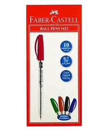 قلم حبر جاف 0.7 ملم من فايبر كاستيل - علبة بها 10 قطع، أحمر