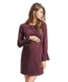 Slacks & Co. Maternity Full Sleeves Dress - Maroon
