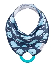 Dr. Brown's Bandana Bib with Turquoise Teether Whales  - Blue