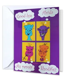 FLGT Large Card Good Bye Card 4 Camels Bright design leavers card with White Envelope - Multicolor