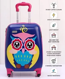 Babyhug Kid's Trolley Bag Owl Print - Blue