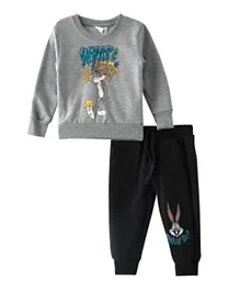 Bugs Bunny Round Neck Sweatshirt With Joggers Set - Grey