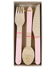 Meri Meri Soft  Wooden Cutlery Set Pink - Pack of 24