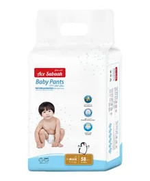 Ace Sabaah Baby Pants Diaper Size 4 Maxi - Super Absorbent with Tea Oil, Soft Leak Protection, 58 Pieces for 9-14kg