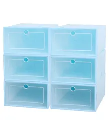 A to Z Plastic Shoe Storage Transparent Organizer Blue - 6 Pieces