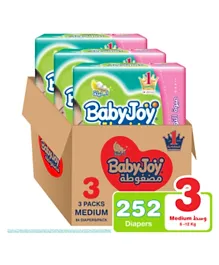 BabyJoy Compressed Diamond Pad Pack of 3 Diapers Size 3 - 252 Pieces