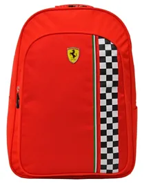 Ferrari School Bag Checked Print Red - 17 Inches
