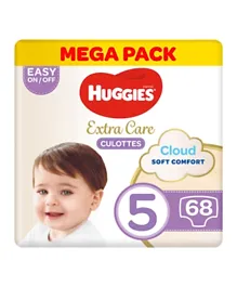 Huggies Extra Care Culottes Pant Style Diaper Mega Pack Size 5 - 68 Pieces