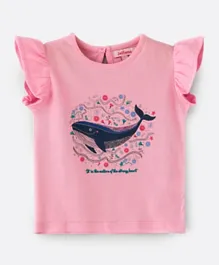 Jelliene Shark Printed Knitted Top - Pink