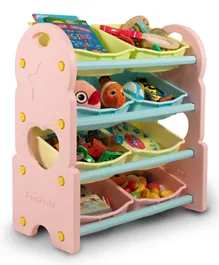 Home Canvas Children Deluxe Multi-Bin Toy Organizer with Storage Bins - Pink
